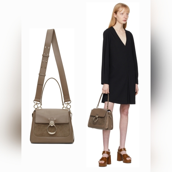 Chloe Handbags - NEW $2250 Chloé Tess Suede & Leather Small Day Bag in Army Green